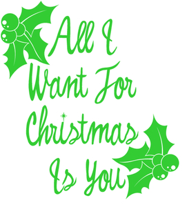 Vel Strijkletters All I Want For Christmas Flock Licht Groen - afb. 2