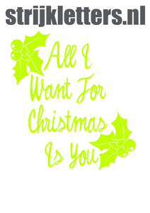 Vel Strijkletters All I Want For Christmas Flock Neon Geel - afb. 1