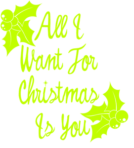 Vel Strijkletters All I Want For Christmas Flock Neon Geel - afb. 2