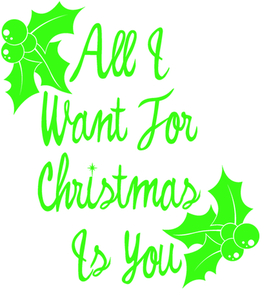 Vel Strijkletters All I Want For Christmas Flock Neon Groen - afb. 2