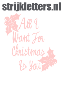 Vel Strijkletters All I Want For Christmas Flock Zacht Roze - afb. 1