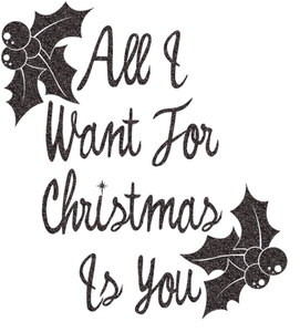 Vel Strijkletters All I Want For Christmas Glitter Zwart - afb. 2