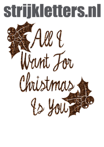 Vel Strijkletters All I Want For Christmas Glitter Bruin - afb. 1