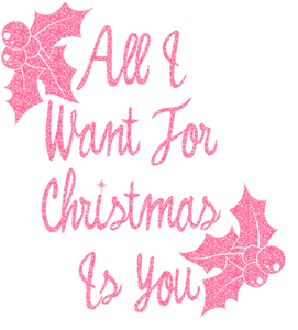Vel Strijkletters All I Want For Christmas Glitter Medium Pink - afb. 2
