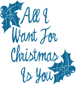Vel Strijkletters All I Want For Christmas Glitter Blue - afb. 2
