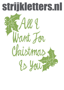 Vel Strijkletters All I Want For Christmas Glitter Light Green - afb. 1
