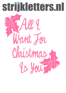 Vel Strijkletters All I Want For Christmas Glitter Neon Pink Glitter 448 - afb. 1