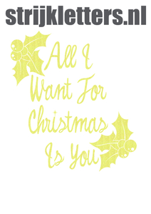 Vel Strijkletters All I Want For Christmas Glitter Neon geel Glitter - afb. 1