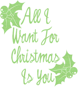 Vel Strijkletters All I Want For Christmas Glitter Neon Groen Glitter - afb. 2