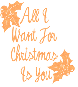 Vel Strijkletters All I Want For Christmas Glitter Neon Oranje Glitter - afb. 2