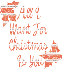 Vel Strijkletters All I Want For Christmas Glitter Rainbow Coral Glitter ST - afb. 2