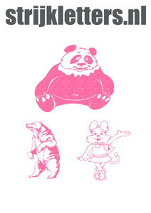 Vel Strijkletters Beren Glitter Neon Pink Glitter 448 - afb. 1