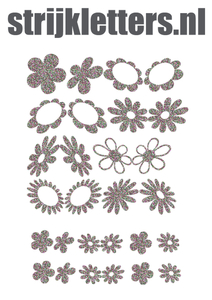 Vel Strijkletters Bloem Glitter Regenboog Multicolor 453 - afb. 1