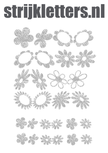 Vel Strijkletters Bloem Glitter Silver 450 - afb. 1