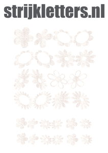 Vel Strijkletters Bloem Glitter Wit - afb. 1