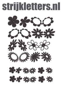 Vel Strijkletters Bloem Glitter Black Glitter 458 - afb. 1
