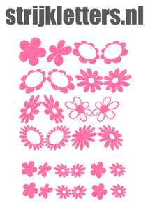Vel Strijkletters Bloem Glitter Neon Pink Glitter 448 - afb. 1