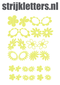 Vel Strijkletters Bloem Glitter Neon Yellow Glitter 446 - afb. 1