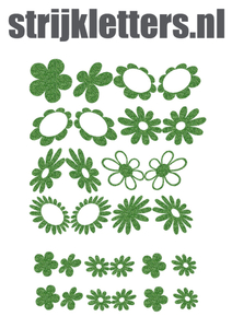Vel Strijkletters Bloem Glitter Light Green Glitter 483 - afb. 1