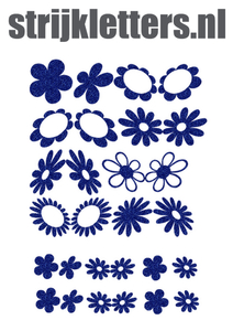 Vel Strijkletters Bloem Glitter Royal Blue Glitter 489 - afb. 1