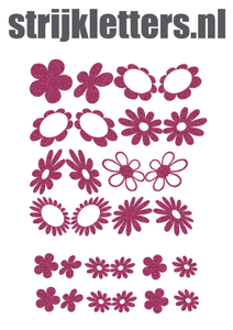 Vel Strijkletters Bloem Glitter Pink Glitter 457 - afb. 1