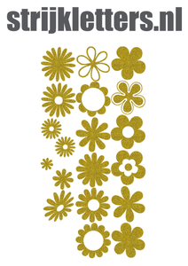 Vel Strijkletters Bloemen Glitter Goud - afb. 1