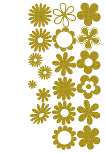 Vel Strijkletters Bloemen Glitter Goud - afb. 2