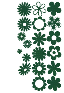 Vel Strijkletters Bloemen Glitter Groen - afb. 2