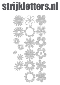 Vel Strijkletters Bloemen Glitter Silver 450 - afb. 1