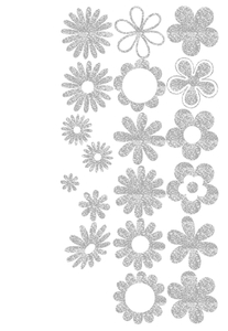 Vel Strijkletters Bloemen Glitter Silver 450 - afb. 2
