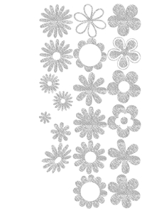 Vel Strijkletters Bloemen Glitter Zilver - afb. 2