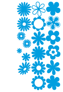 Vel Strijkletters Bloemen Polyester Ondergrond Blauw - afb. 2