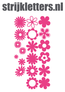 Vel Strijkletters Bloemen Polyester Ondergrond Neon Roze - afb. 1