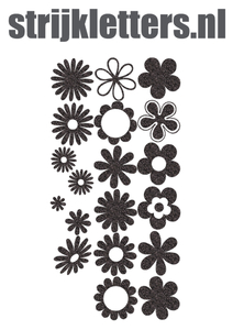 Vel Strijkletters Bloemen Glitter Black Glitter 458 - afb. 1