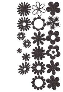 Vel Strijkletters Bloemen Glitter Black Glitter 458 - afb. 2