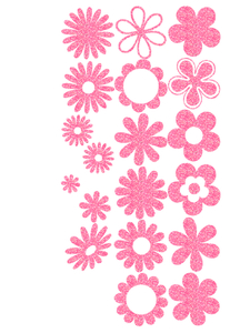 Vel Strijkletters Bloemen Glitter Medium Pink - afb. 2
