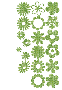 Vel Strijkletters Bloemen Glitter Light Green - afb. 2