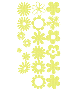 Vel Strijkletters Bloemen Glitter Neon geel Glitter - afb. 2
