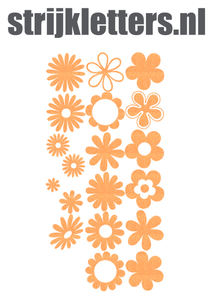 Vel Strijkletters Bloemen Glitter Neon Oranje Glitter - afb. 1