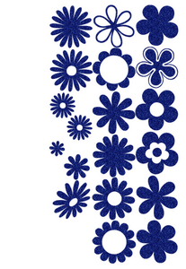 Vel Strijkletters Bloemen Glitter Royal Blue Glitter 489 - afb. 2
