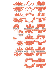 Vel Strijkletters Bloemen Glitter Rainbow Coral Glitter ST - afb. 2