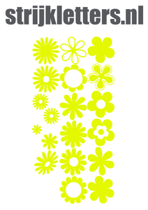 Vel Strijkletters Bloemen Glow in the Darg Geel - afb. 1