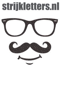 Vel Strijkletters Bril 1 Glitter Black Glitter 458 - afb. 1