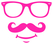 Vel Strijkletters Bril 1 Glow in the Dark Roze - afb. 2