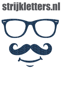 Vel Strijkletters Bril 1 Glitter Navy - afb. 1