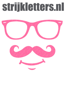 Vel Strijkletters Bril 1 Glitter Neon Pink Glitter 448 - afb. 1