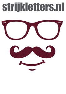 Vel Strijkletters Bril 1 Glitter Burgundy  Glitter 422 - afb. 1