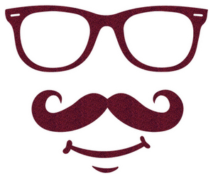 Vel Strijkletters Bril 1 Glitter Burgundy  Glitter 422 - afb. 2