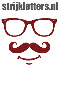 Vel Strijkletters Bril 1 Glitter Red Glitter 456 - afb. 1