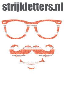 Vel Strijkletters Bril 1 Glitter Rainbow Coral Glitter ST - afb. 1